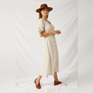 Monteau linen blend midi dress